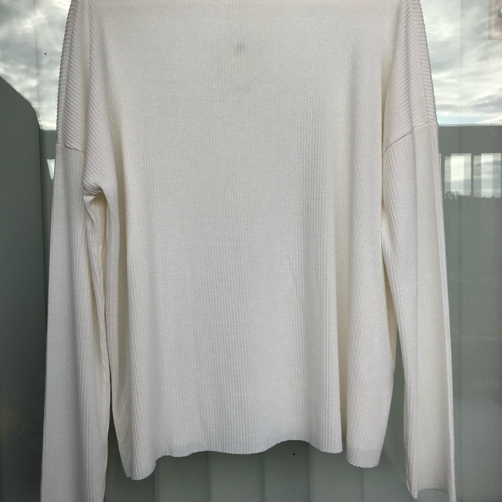 Lucky Brand White sweater soft low collar